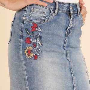 JUPE  EN JEANS BRODERIE – Image 2