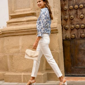 Chemise broderie bleu M8157 – Image 7