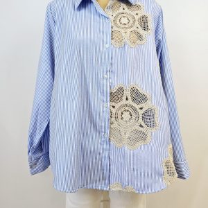 CHEMISE FINE RAYURE & CROCHET – Image 1