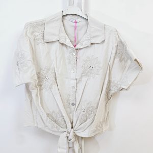 CHEMISE BRODERIE FLEUR BEIGE – Image 1