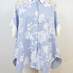 CHEMISE À RAYURES ET DENTELLE – Image 1