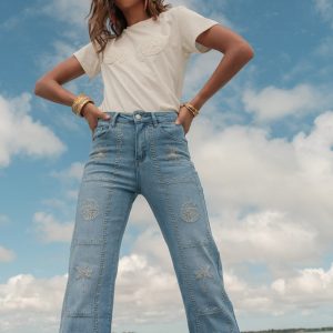 Pantalon Wide Leg&Large broderie H5047 – Image 1