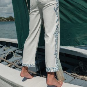 Pantalon Wide Leg&Large broderie blanc H5078 – Image 5