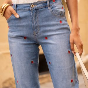 Pantalon Wide Leg&Large broderie jeans H4582 – Image 4