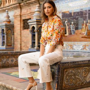 Pantalon Wide Leg&Large blanc H3522 – Image 1