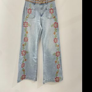 Pantalon Wide Leg&Large avec broderie jeans H5048 – Image 2